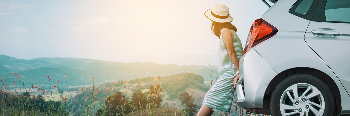 woman on roadtrip in utah mountains