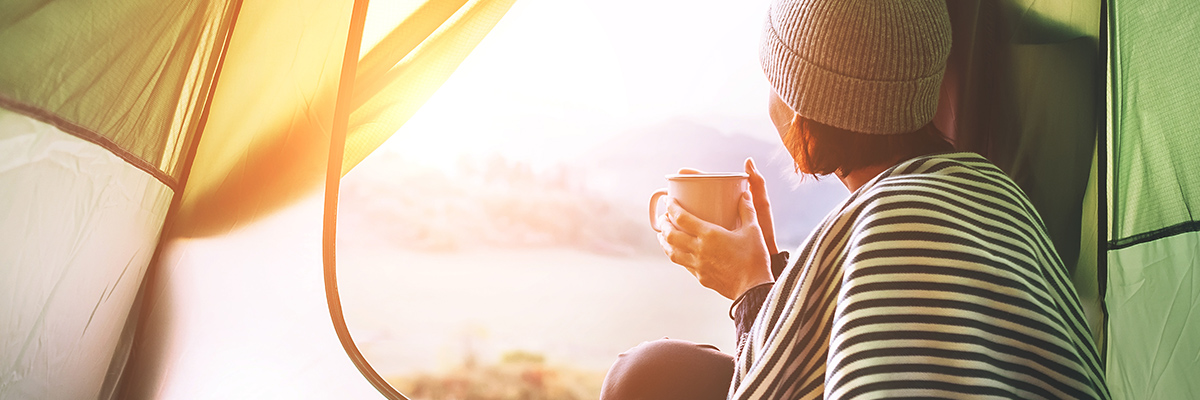 woman camping in mountains of utah