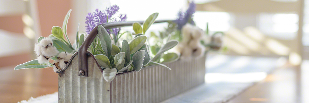 Flowers in flower basket