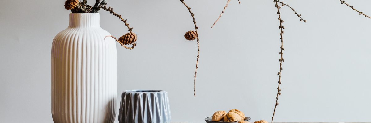 Home decor vases on a side table