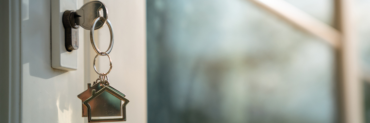 Key in the lock of a door