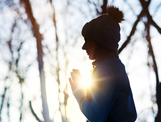 Woman with yoga pose outdoors