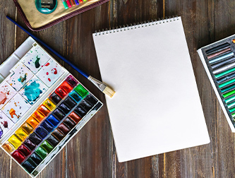 Paint brush with water color brushes